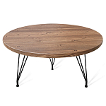 Стол журнальный c коричневой круглой столешницей на трех металлических ножках Charm Coffee Table варинант исполнения - 1 | Loft Concept в Ульяновске