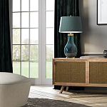 Настольная лампа с коническим дымчато-зелёным абажуром из искусственного шёлка Quintiesse варинант исполнения - 3 | Loft Concept в Ульяновске