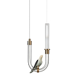 Подвесной светильник с декоративной фигуркой птицы на прозрачной изогнутой трубке Ganthea варинант исполнения - 1 | Loft Concept в Ульяновске