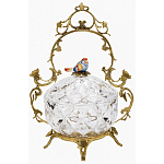 Конфетница с бронзовой ручкой и фарфоровой птичкой на крышке Eden Garden варинант исполнения - 1 | Loft Concept в Ульяновске