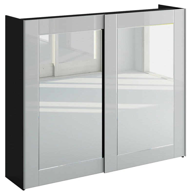 Шкаф-купе White Crystal Черный Белый Зеркало в Ульяновске | Loft Concept 