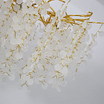 Люстра подвесная с золотистыми ветками и стеклянными подвесками в виде листьев Длина 130 см FAIRYTREE Light варинант исполнения - 4 | Loft Concept в Ульяновске