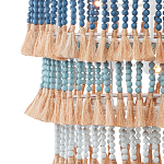 Люстра трехъярусная с декором из круглых деревянных бусин с кисточками Blue Wooden Beads Chandelier варинант исполнения - 2 | Loft Concept в Ульяновске