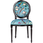 Стул из массива бука бирюзовый с изображением птиц и цветов Turquoise Chinoiserie Birds Garden Chair варинант исполнения - 1 | Loft Concept в Ульяновске
