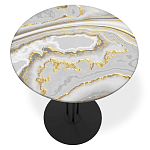 Стол журнальный с круглой столешницей из стекла Gray and Gold Marble варинант исполнения - 2 | Loft Concept в Ульяновске