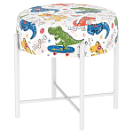 Пуф детский круглый с принтом на 4-х белых ножках Dinosaurs CHILDHOOD варинант исполнения - 1 | Loft Concept в Ульяновске