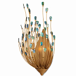 Бра настенное золотое с декором из бирюзовых элементов Peacock Tail варинант исполнения - 2 | Loft Concept в Ульяновске