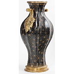 Ваза черного цвета из фарфора с золотистым узором и бронзовыми ручками Высота 39.5 см Eden Garden porcelain and bronze варинант исполнения - 1 | Loft Concept в Ульяновске