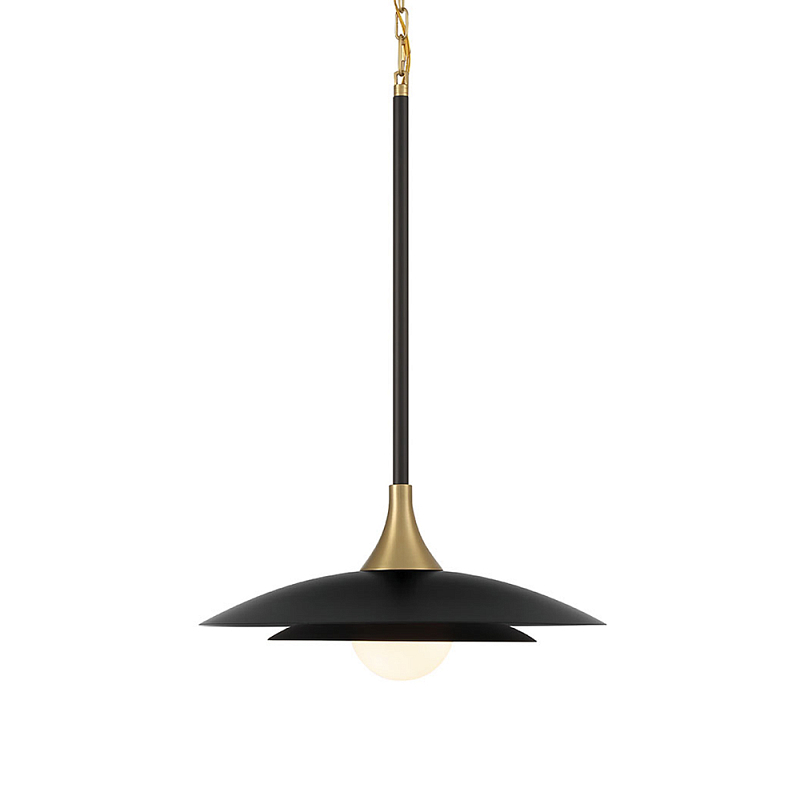 Подвесной светильник с плафоном в форме плоского купола и белой шарообразной лампой Eurofase Черный Белый Золотой в Ульяновске | Loft Concept 