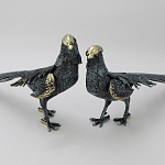 Статуэтка бронзовая пара Фазаны синие Bronze Birds варинант исполнения - 4 | Loft Concept в Ульяновске