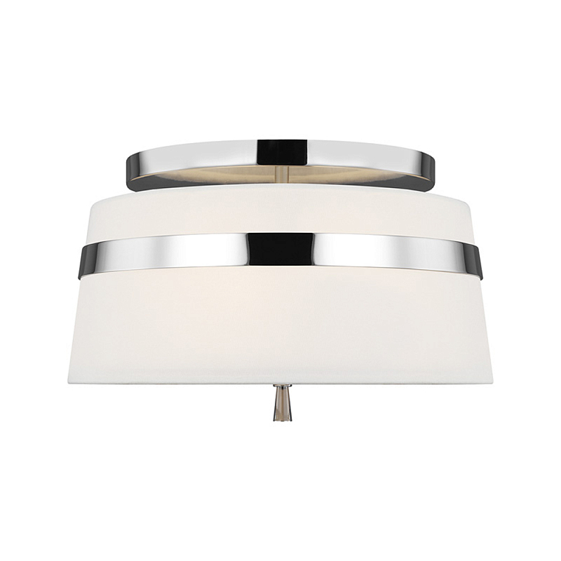 Потолочный светильник с белым тканевым абажуром Generation Lighting Никель Бежевый Белый в Ульяновске | Loft Concept 