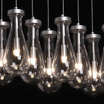 Люстра с 9-ю прозрачными плафонами из стекла в форме капли на прямоугольном потолочном основании цвета хром Lucid Rain  варинант исполнения - 5 | Loft Concept в Ульяновске