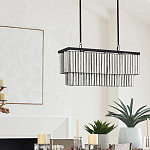 Люстра линейная прямоугольная с подвесками из натурального перламутра Nacre варинант исполнения - 5 | Loft Concept в Ульяновске