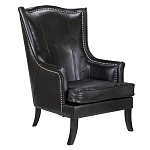 Кресло из натуральной кожи на 4-х деревянных ножках из массива бука Daniel Leather Armchair black варинант исполнения - 1 | Loft Concept в Ульяновске