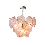 Люстра с каскадом из круглых розовых стеклянных дисков Pink Light Waterfall варинант исполнения - 2 | Loft Concept в Ульяновске