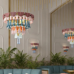 Люстра круглая с декором из разноцветных элементов в виде листьев Changing Seasons варинант исполнения - 12 | Loft Concept в Ульяновске