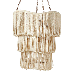 Трехъярусная люстра с подвесками из круглых деревянных бусин белая White Beads Three-tier Chandelier  варинант исполнения - 1 | Loft Concept в Ульяновске