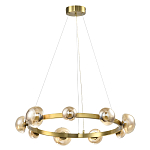 Люстра подвесная светодиодная с 9-ю круглыми плафонами коньячного цвета Iona Chandelier Brass  варинант исполнения - 1 | Loft Concept в Ульяновске