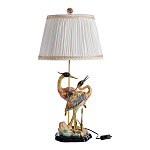 Настольная лампа с абажуром и основанием в виде двух цапель Porcelain Heron Lamp варинант исполнения - 1 | Loft Concept в Ульяновске