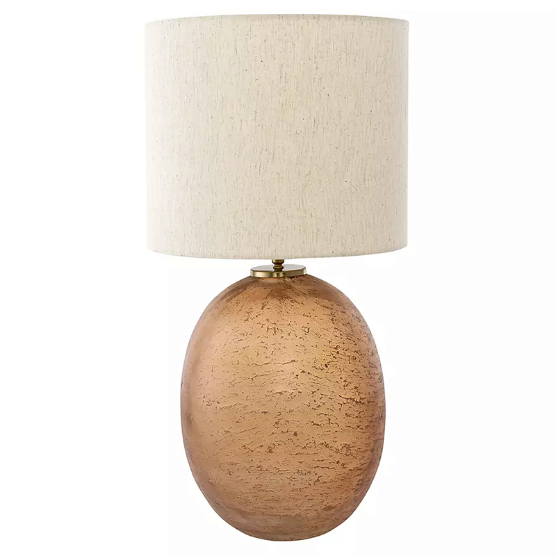 Настольная лампа с тканевым бежевым абажуром на овальном основании Beige Lampshade on Oval Base Бежевый в Ульяновске | Loft Concept 