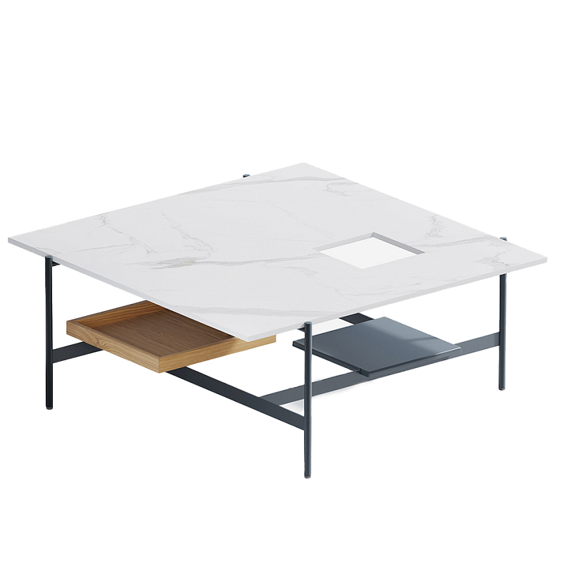 Karat журнальный столик с съемным подносом Графит Белый Мрамор Bianco в Ульяновске | Loft Concept 