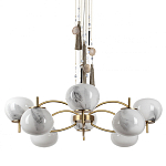 Люстра подвесная с 8-ю шарообразными плафонами из белого стекла с подвесками из камня и кисточками Agatelle варинант исполнения - 1 | Loft Concept в Ульяновске