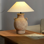 Настольная лампа керамическая с ручками и тканевым абажуром Eastern Tale варинант исполнения - 1 | Loft Concept в Ульяновске