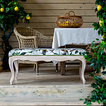 Банкетка из натурального бука золотистая с изображением птиц и цветов Blooming Birds варинант исполнения - 4 | Loft Concept в Ульяновске