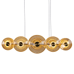Люстра подвесная светодиодная со стеклянными плафонами янтарного цвета в форме дисков Savio Glass Disc варинант исполнения - 1 | Loft Concept в Ульяновске