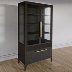 Витрина Primo со стеклянными фасадами и буфетом шпон Темный орех варинант исполнения - 3 | Loft Concept в Ульяновске