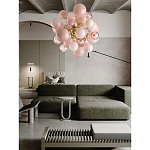 Люстра розовые шары на золотом каркасе Pink Light Bubbles варинант исполнения - 6 | Loft Concept в Ульяновске