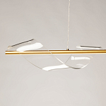 Люстра линейная золотистого цвета с двумя прозрачными волнистыми элементами Wave Line варинант исполнения - 4 | Loft Concept в Ульяновске