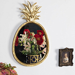 Зеркало овальной формы с золотистой рамкой и декоративной верхушкой в виде ананаса Pineapple Shine  варинант исполнения - 2 | Loft Concept в Ульяновске