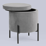 Серый пуф на черных ножках SANJAY варинант исполнения - 2 | Loft Concept в Ульяновске