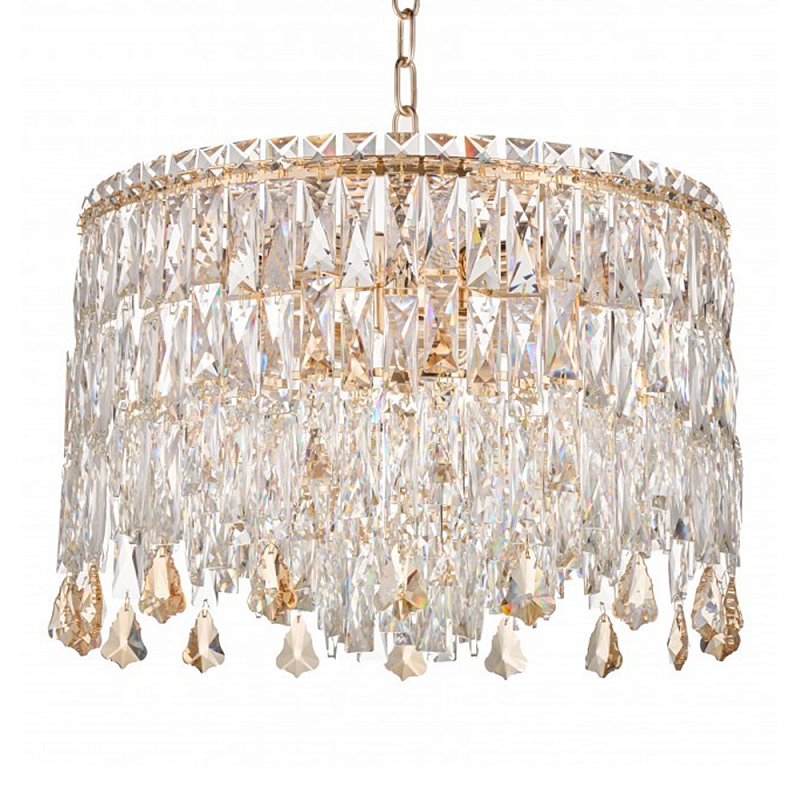 Люстра круглая с хрустальными подвесками на золотистом каркасе Roul Crystal Light Золотой Прозрачный в Ульяновске | Loft Concept 