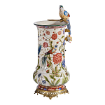 Ваза фарфоровая с птицей на бронзовой ветке и цветочной росписью Garden of Eden варинант исполнения - 2 | Loft Concept в Ульяновске