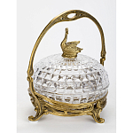 Конфетница из прозрачного рельефного стекла с ручкой и фигуркой лебедя Eden Garden варинант исполнения - 3 | Loft Concept в Ульяновске