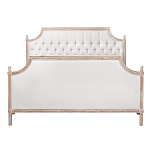 Кровать двуспальная светло-бежевая с основанием из массива дуба с мягким изголовьем Flax Beds варинант исполнения - 1 | Loft Concept в Ульяновске