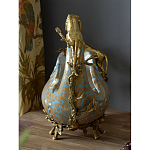 Чаша голубого цвета с оранментом и и бронзовыми фигурами леопардов Eden Garden варинант исполнения - 10 | Loft Concept в Ульяновске