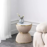 Дизайнерский журнальный стол фактурный с круглой белой столешницей Luler варинант исполнения - 1 | Loft Concept в Ульяновске