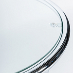 Приставной столик на серебристом основании с столешницей из стекла Noir варинант исполнения - 2 | Loft Concept в Ульяновске