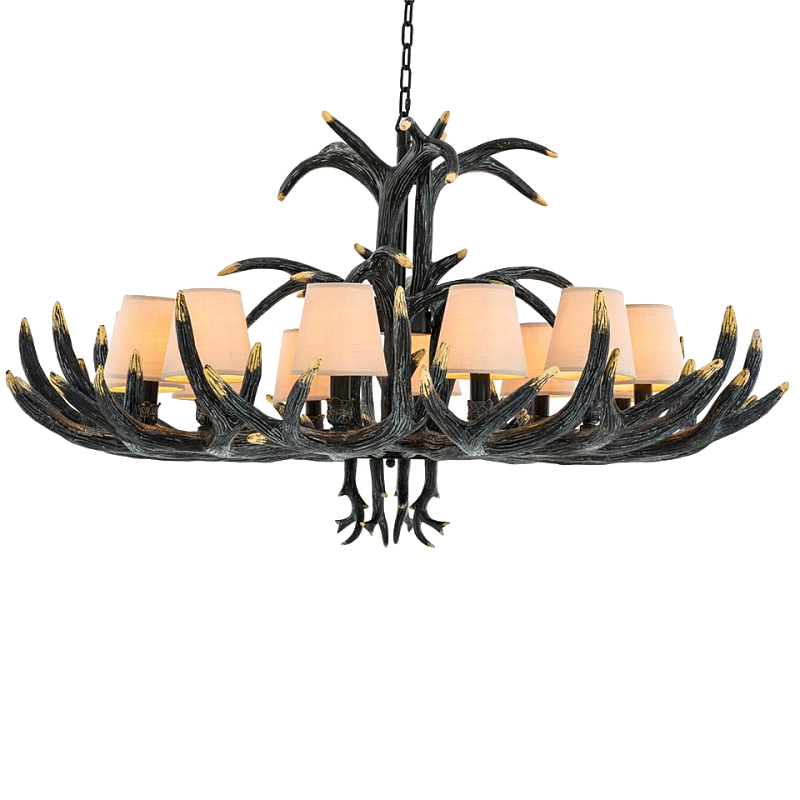 Люстра Eichholtz Chandelier Horn XL Черный Кремовый в Ульяновске | Loft Concept 
