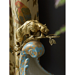 Чаша голубого цвета с оранментом и и бронзовыми фигурами леопардов Eden Garden варинант исполнения - 7 | Loft Concept в Ульяновске