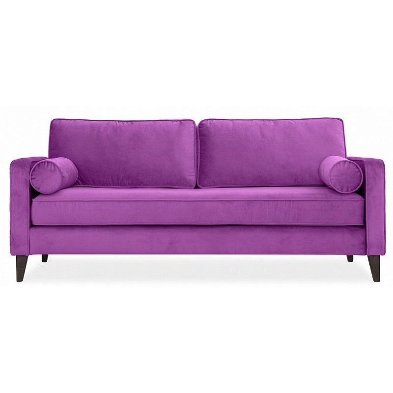 Диван бархатный с двумя подушками-валиками Simple Berry Sofa Лиловый Коричневый в Ульяновске | Loft Concept 