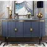 Дизайнерский комод синий глянцевый с золотыми ручками на 4-х дверцах Martin варинант исполнения - 2 | Loft Concept в Ульяновске