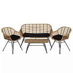 Журнальный столик с столешницей из ротанга и стекла Wicker Tabletop Under Glass варинант исполнения - 3 | Loft Concept в Ульяновске