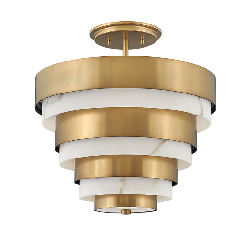 Потолочный светильник многоярусный с чередованием латунных и белых колец Hinkley  Латунь Белый в Ульяновске | Loft Concept 