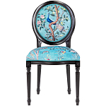 Стул из массива бука бирюзовый с изображением птиц в саду Turquoise Chinoiserie Blue Bird Chair варинант исполнения - 1 | Loft Concept в Ульяновске