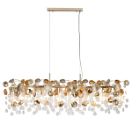 Люстра линейная с подвесками в форме монеток и золотистыми круглыми элементами из металла в виде лепестков FAIRYTREE Light варинант исполнения - 3 | Loft Concept в Ульяновске