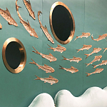 Обои с вышивкой ручной работы Deco Fish Original colourway варинант исполнения - 3 | Loft Concept в Ульяновске